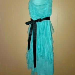 High low strapless dress